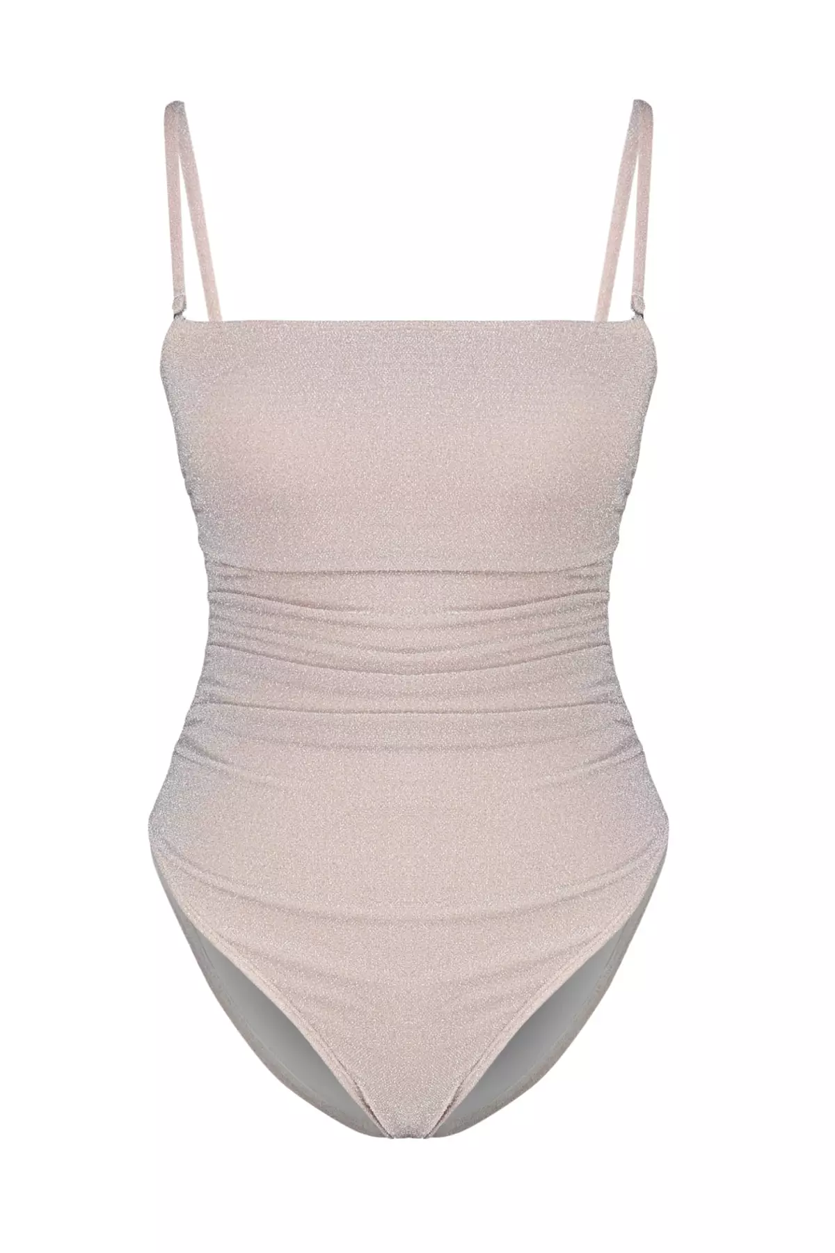 Strapless Silvery High Leg Swimsuit
