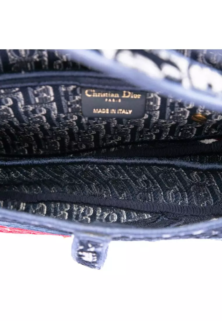 Pre-Loved Dior Oblique Embroidered Velvet Saddle Bag