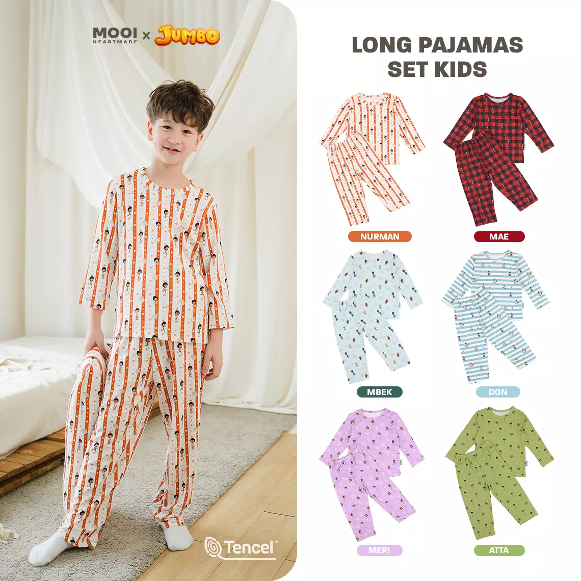 Mooi x Jumbo Setelan Anak Unisex Tencel Long Pajamas Kids - Don