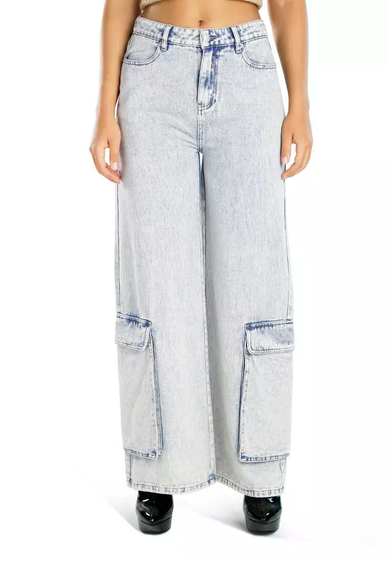 Light Blue Sassy Flap Ankle Pockets Denim