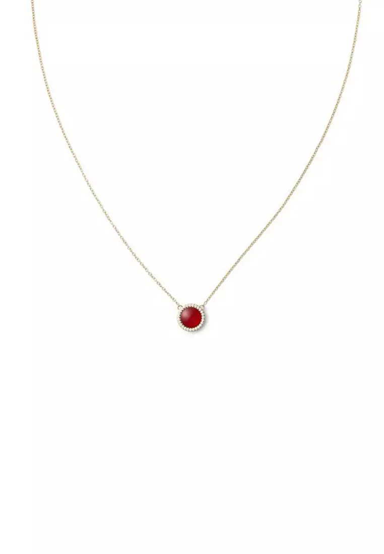 Audrey Necklace Red Agathe Gold - Unisex Necklace for women and men stainless steel Necklace DW Official Authentic Original kalung perempuan lelaki DW