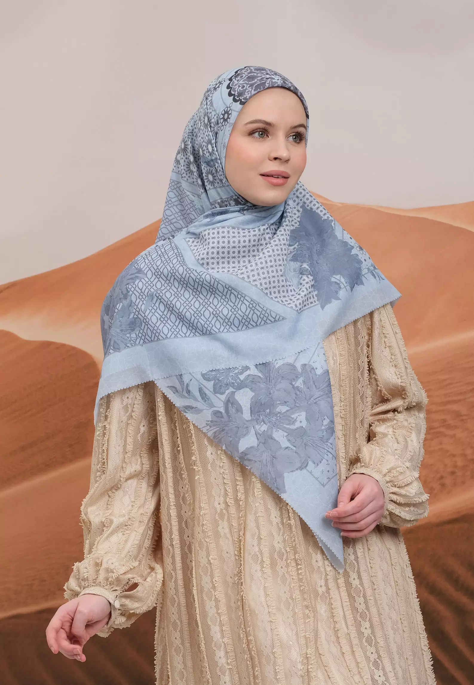 Adiba Printed Scarf | Hijab Segi Empat Motif