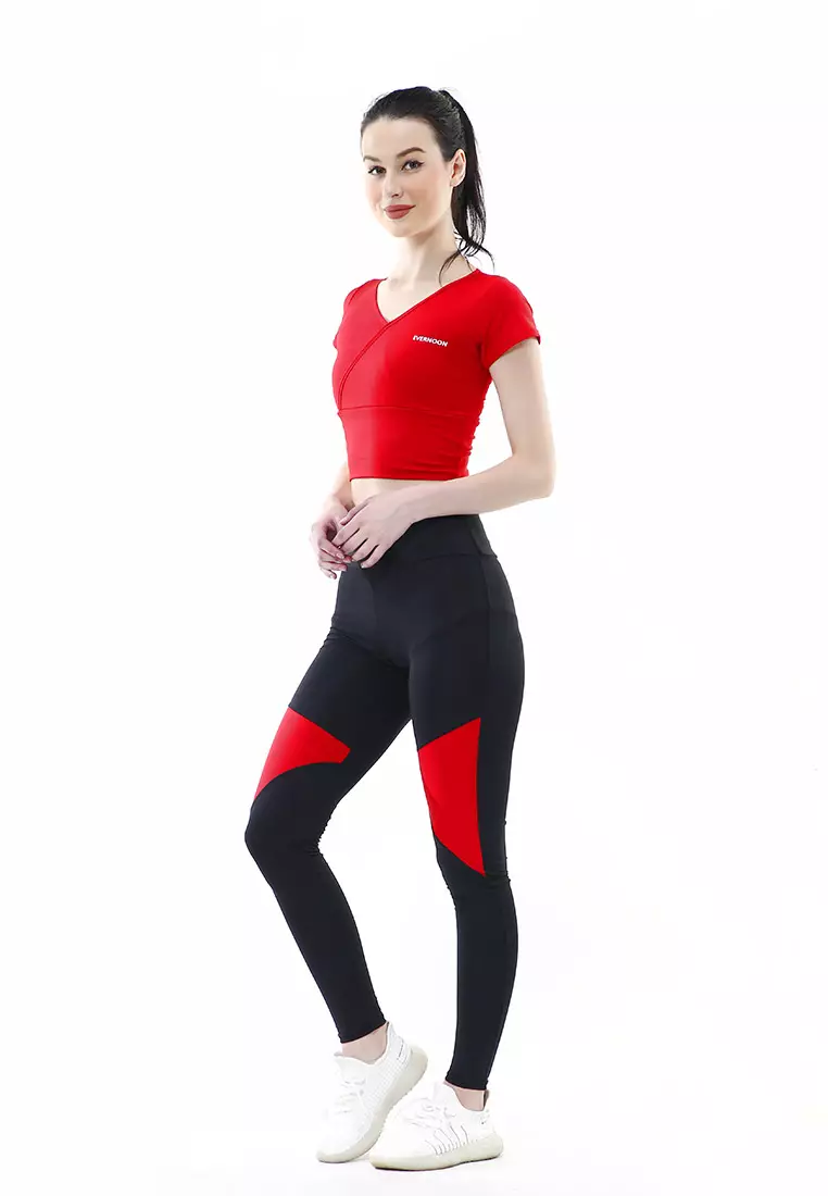 Jovita One Set Atasan Bawahan Baju Senam Aerobik Relaxed Fit - Merah