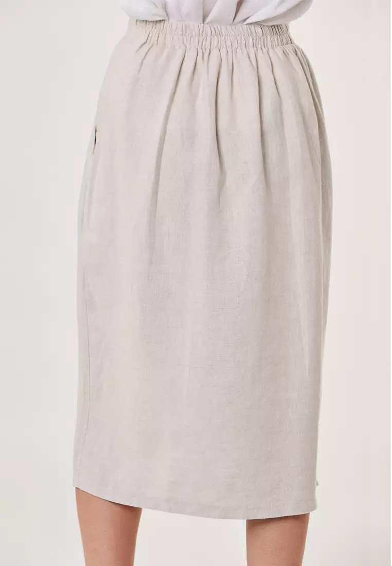 Zoya-3/4 Length Linen Skirt