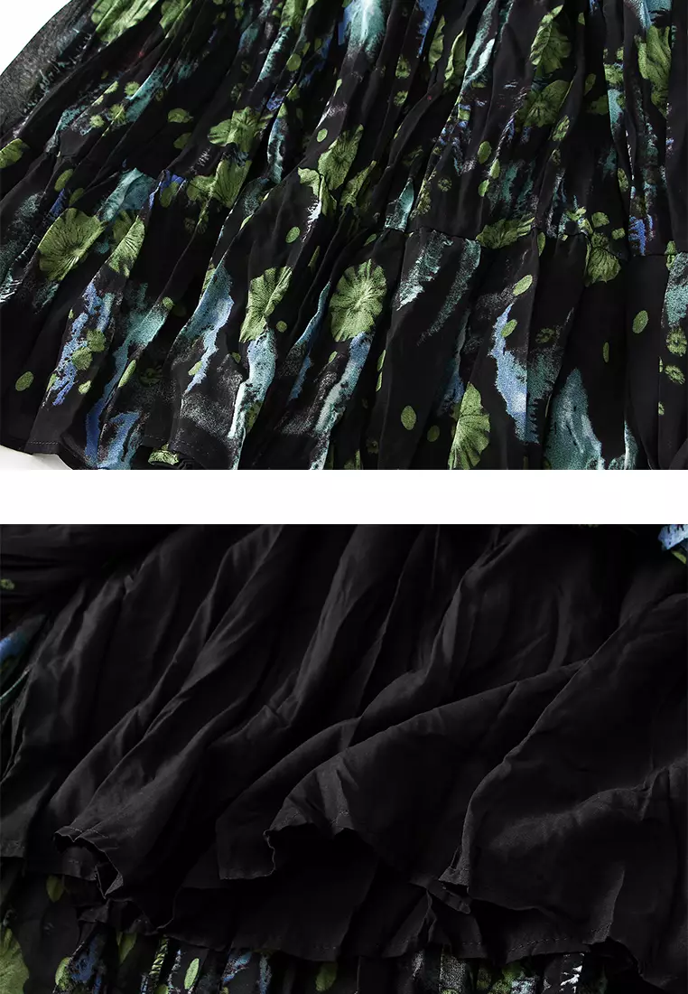 French Style Floral Chiffon A-line Skirt‌ AF-9908