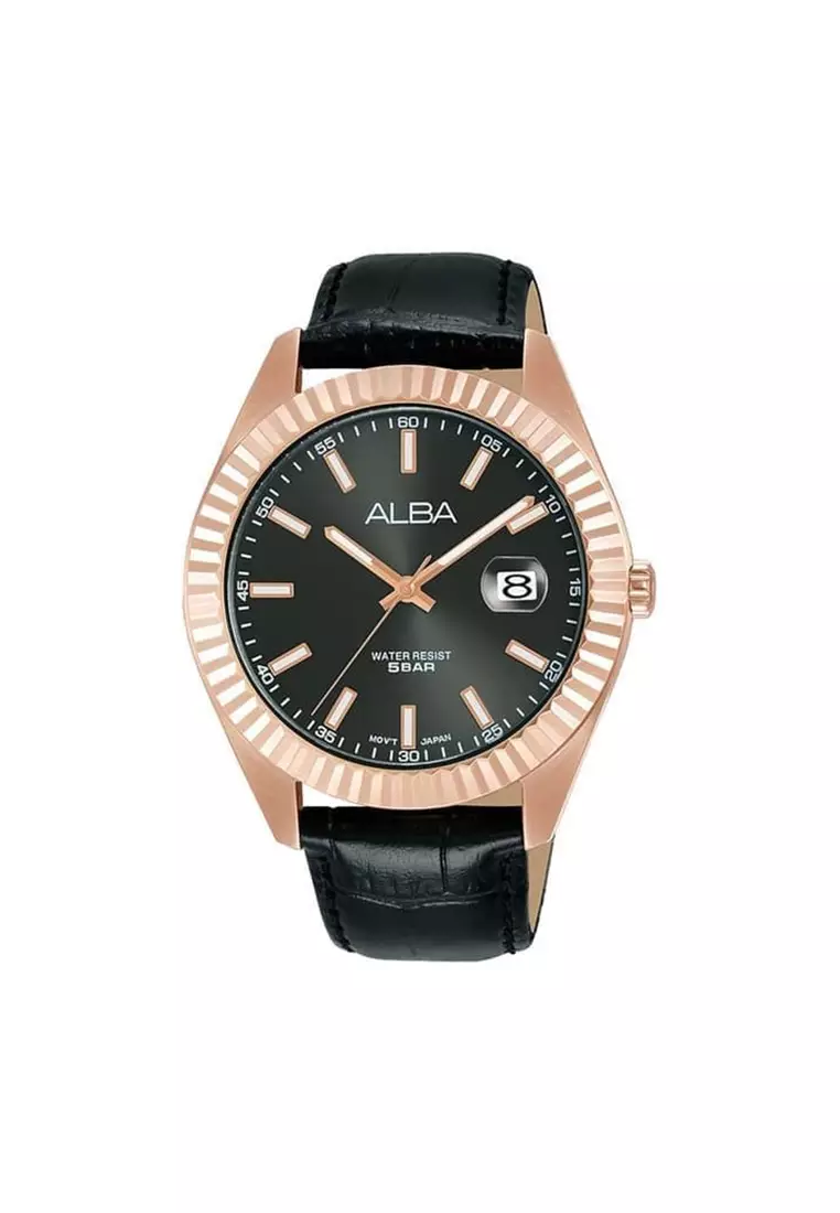 Jam Tangan Pria Alba Chronograph Original Garansi Resmi Strap Leather black AS9K02X1 AS9K02