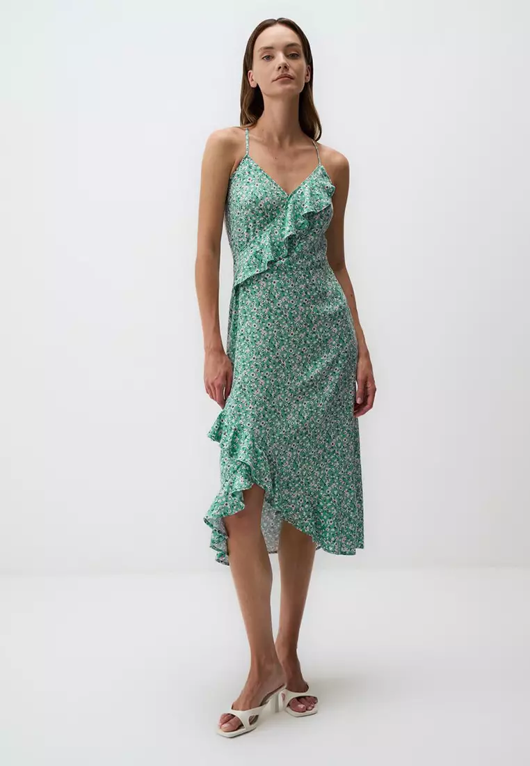 Buy Jimmy Key Jimmy Key Mint Green Narrow Cut Straps V-Neck Patterned ...