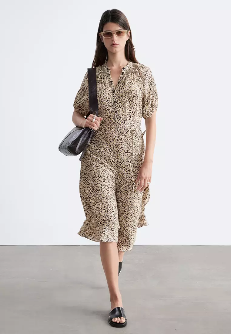 Tie-Waist Midi Dress