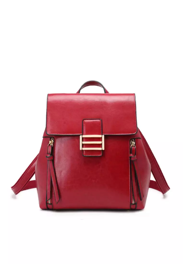 Red leather backpacks hotsell