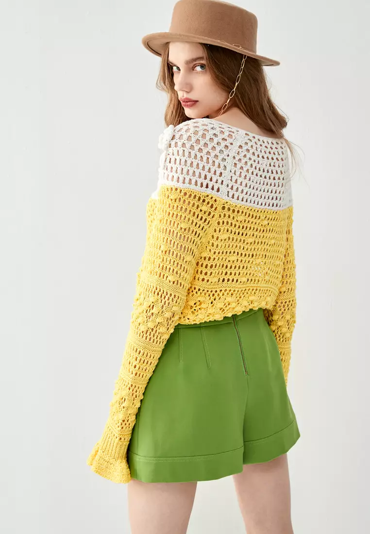 Colour Block Hand Knit Top