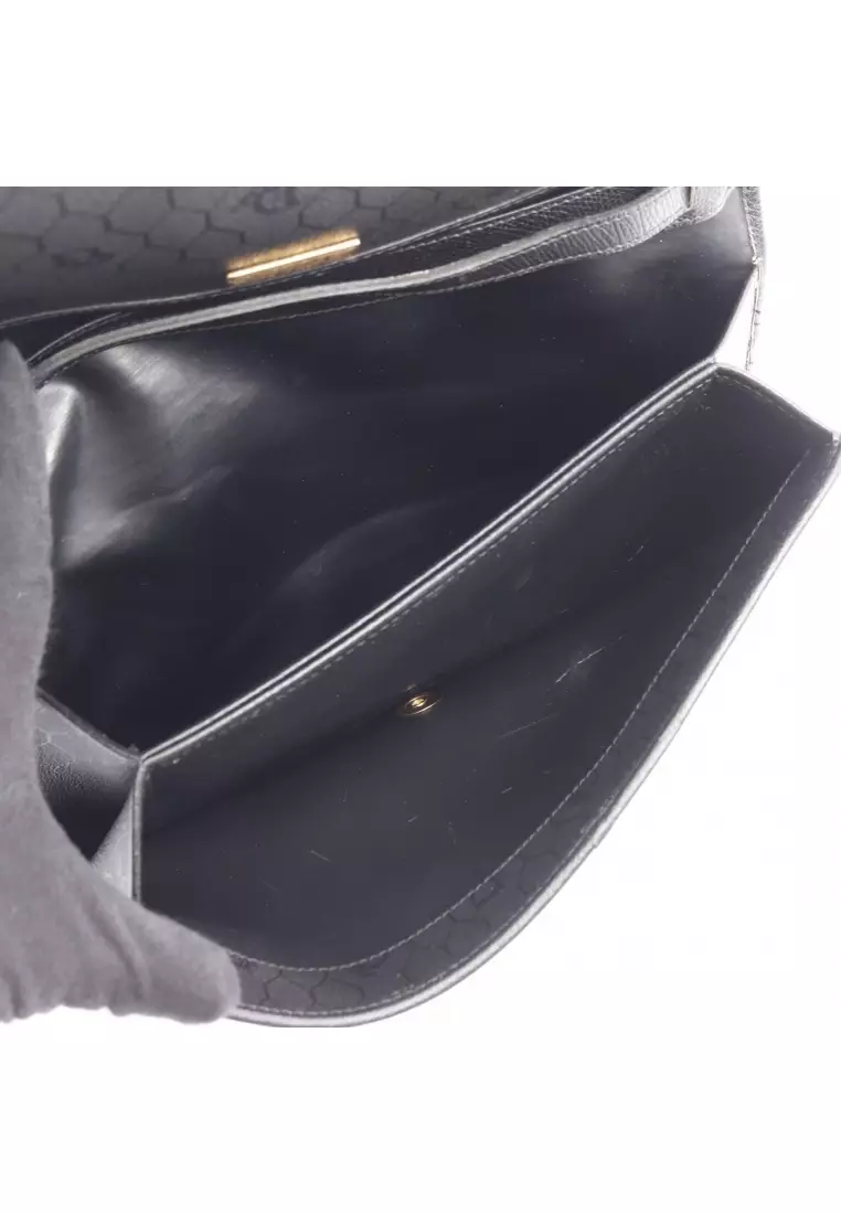 Pre-Loved Christian Dior honeycomb Shoulder bag leather black