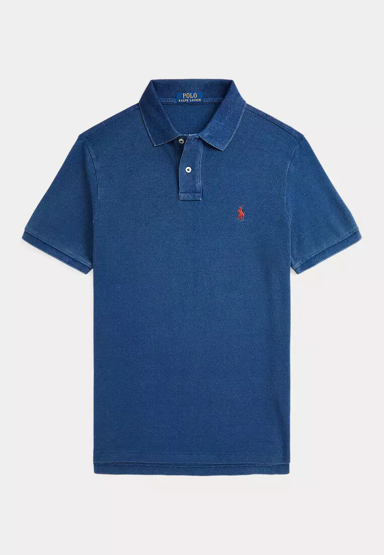 Custom Slim Fit Indigo Mesh Polo Shirt