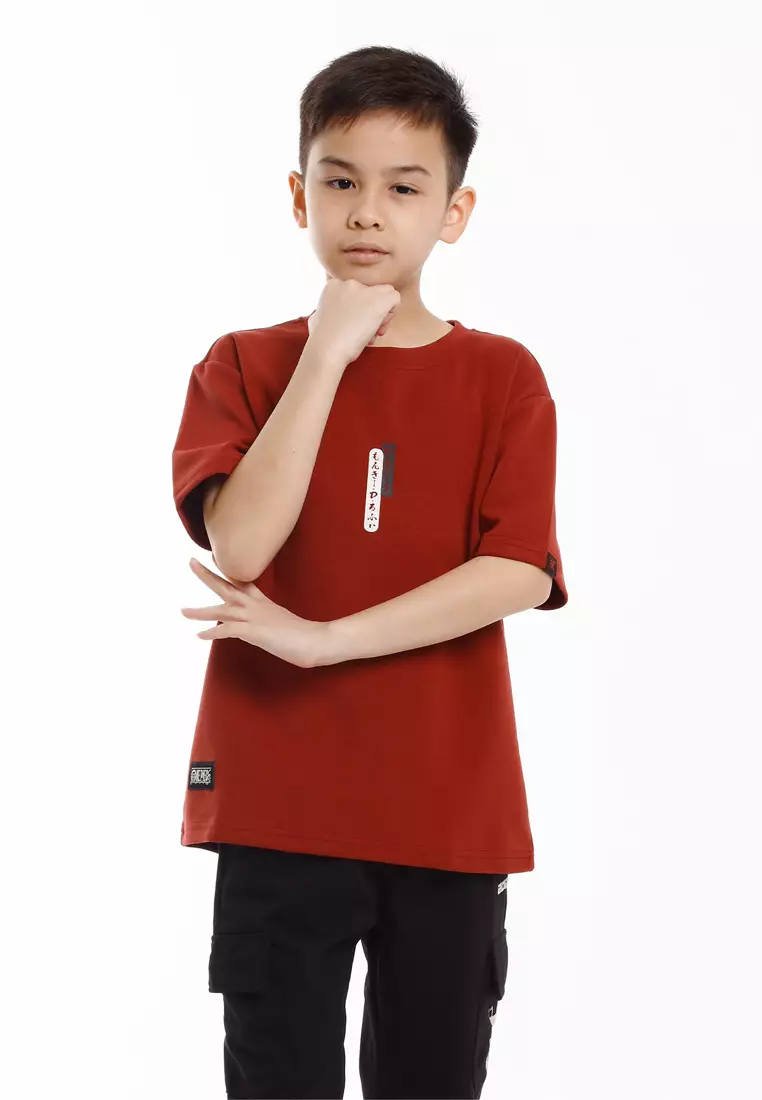 Forest x Onepiece Luffy Premium Cotton Oversized Kids Tee - FOK20008-58BrickRed