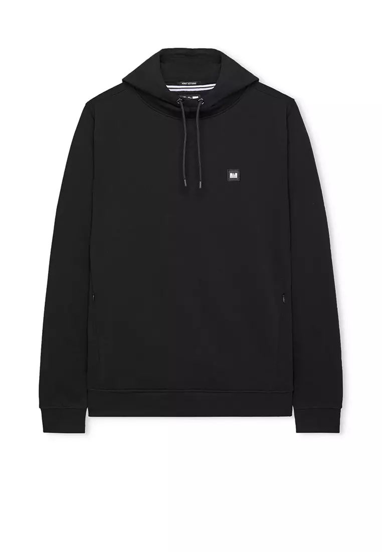 MENS BLACK RIBBE BADGE HOODIE