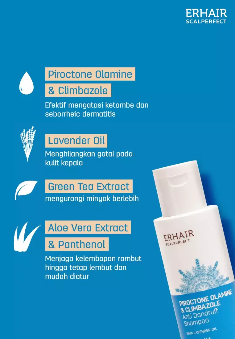 [ANTI KETOMBE] ERHAIR Scalperfect Anti Dandruff Shampoo 100ml  - Sampo Anti Ketombe & Seboroik | Membersihkan Kulit Kepala Dan Rambut | Rekomendasi Ahli Dermatologi