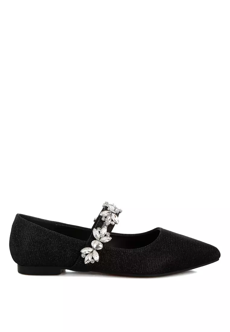 Discount on Rag & CO.  shoes - SKU: Diamante Brooch Glitter Ballerinas in Black