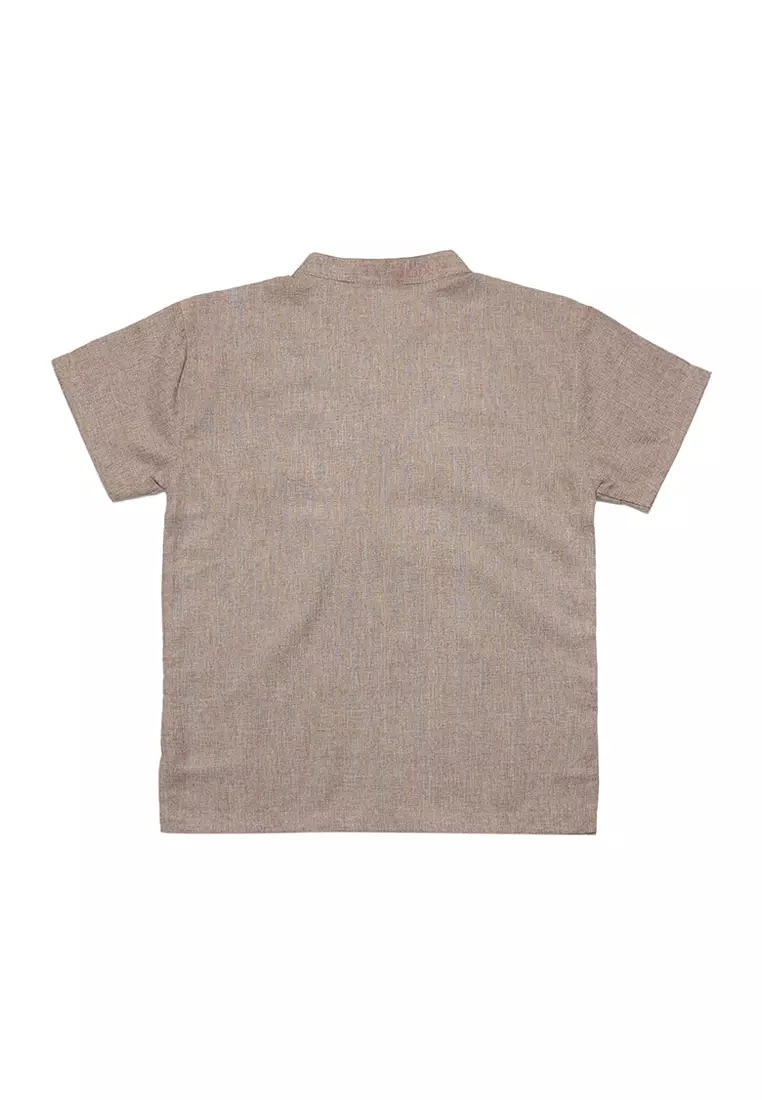 Baju Koko Anak Laki Bordir Ultra Brown Setelan - FOREVER