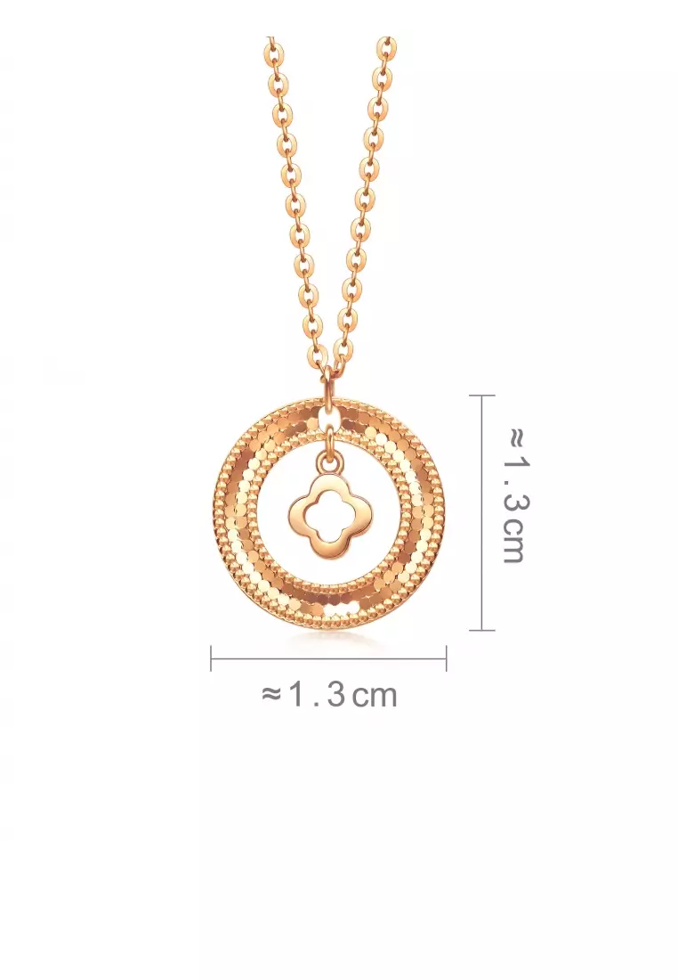 Delicate Gold 18K Rose Gold Four-Leaf Clover Necklace for Women 94296N