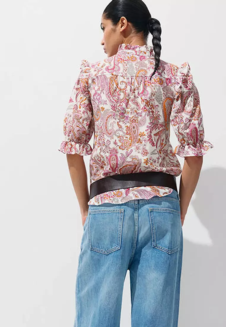 Buy Mango Paisley Print Ruffle Blouse 2026 Online | ZALORA Philippines