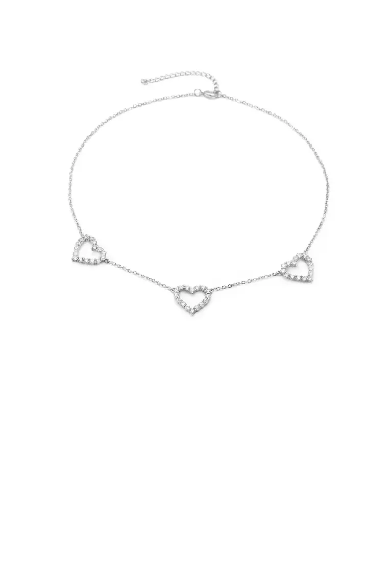 Buy Glamorousky Fashion Simple Hollow Heart Necklace with White