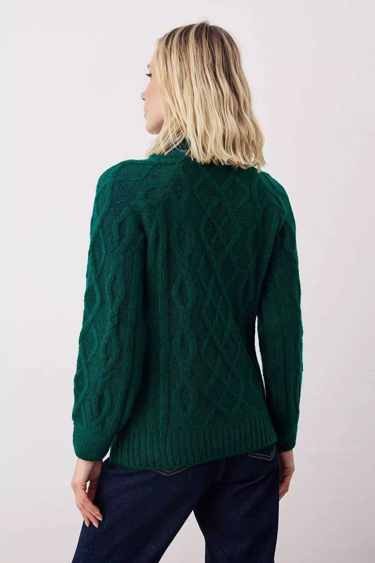 Duck Head Green Soft Textured Knit Patterned Knitwear Sweater