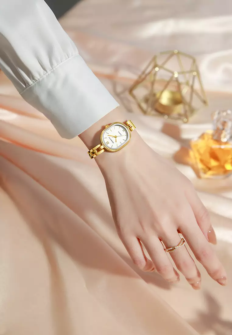 Jam Tangan Wanita Anti Air Korea Kuasar Original Cewek Gelang Tali Jam Tangan Cewek Gold