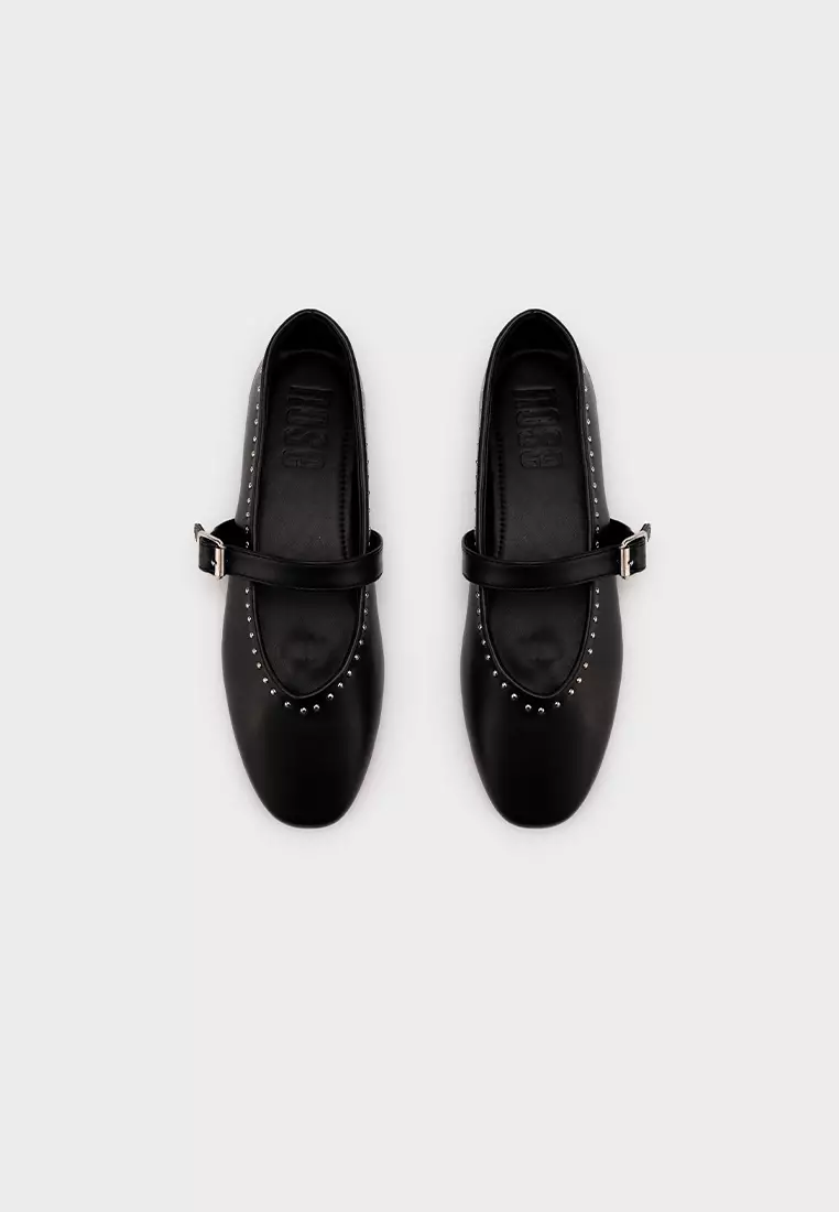 STUDDED MARY JANE FLATS