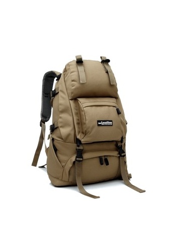 local lion outdoor camping traveling water resistent hiking backpack 40l khaki