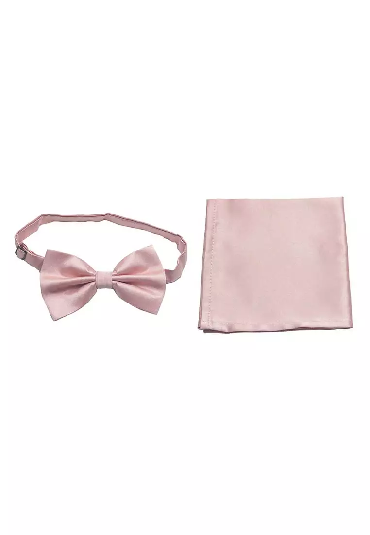 Houseofcuff Dasi Kupu Bowtie Pocket Square Saputangan Pink Muda A04