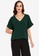 ZALORA WORK green Rolled Up Cuff V Neck Top 5D223AA563D273GS_1