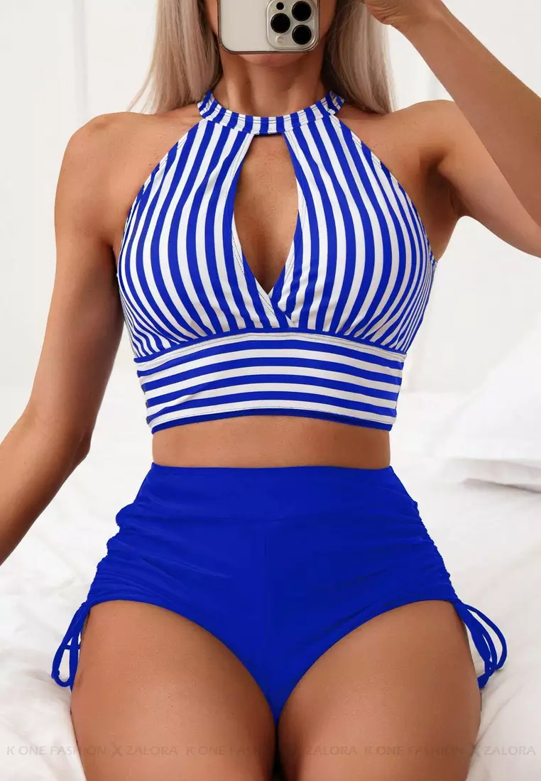 (2pcs) Fashion Printed Split Swimsuit