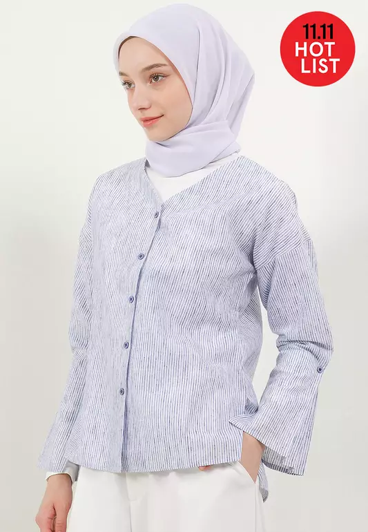 Jenni Blouse In Blue Stripes