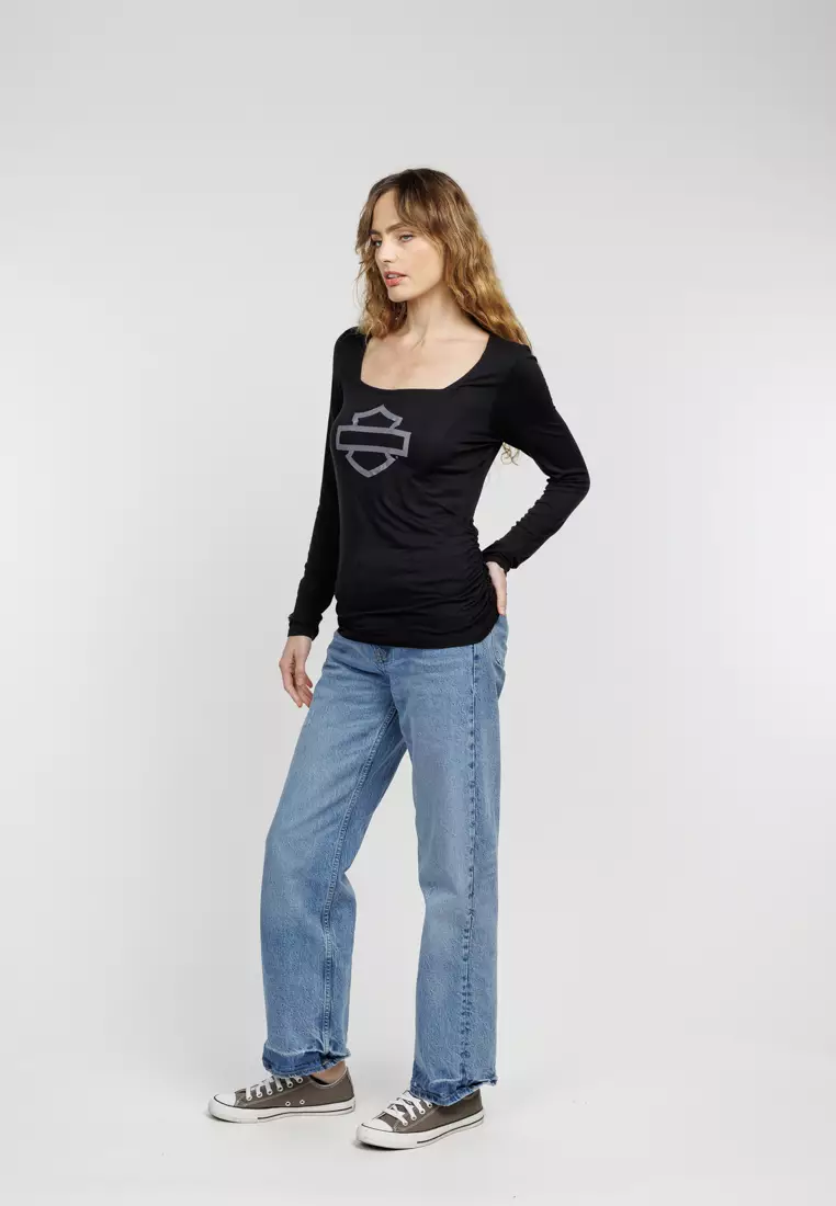 Harley-Davidson Bar & Shield Square Neck Long Sleeve Top