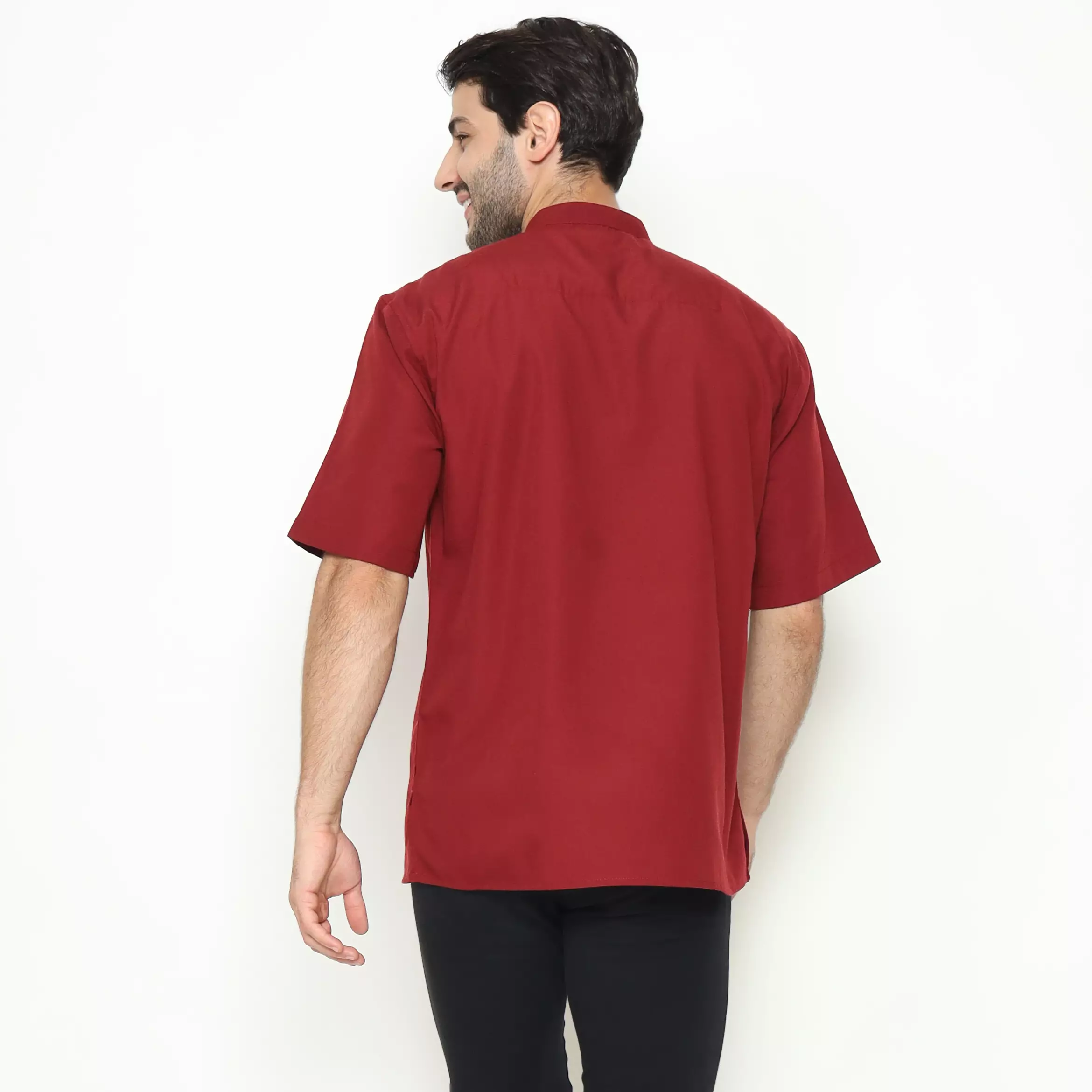 AMK Kemeja Koko Pria Lengan Pendek KK BB 002 S/s Cap 6 Maroon