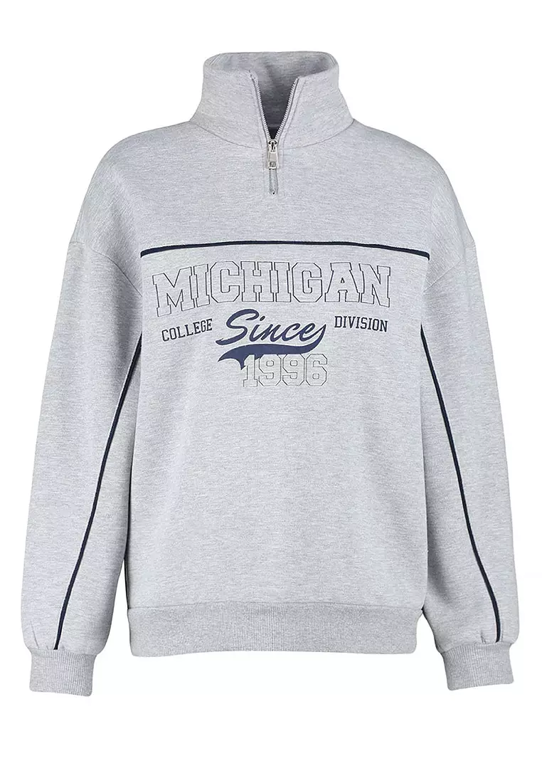 Zipper Printed Sweatshirt