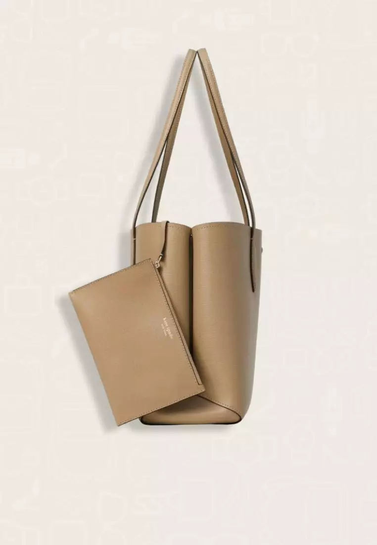 Kate Spade All Day Large Crossgrain Leather Tote Timeles Taupe