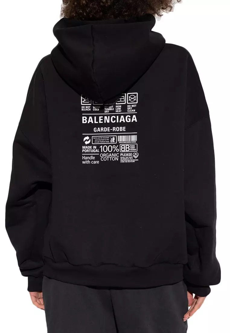 Buy BALENCIAGA Balenciaga Care Label Medium Fit Hoodie in Black 2024 ...