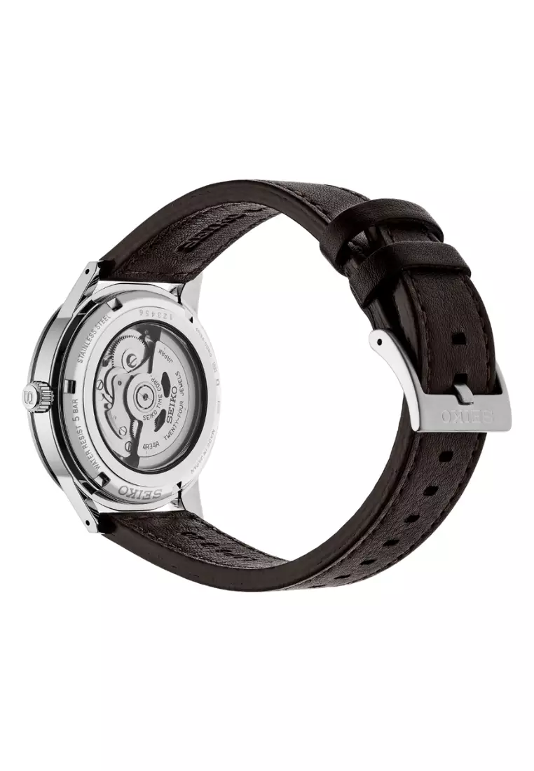 Seiko Presage ‘Fume’ Style 60s Road Trip GMT Dark Brown Dial Leather Band Automatic Watch SSK013J1