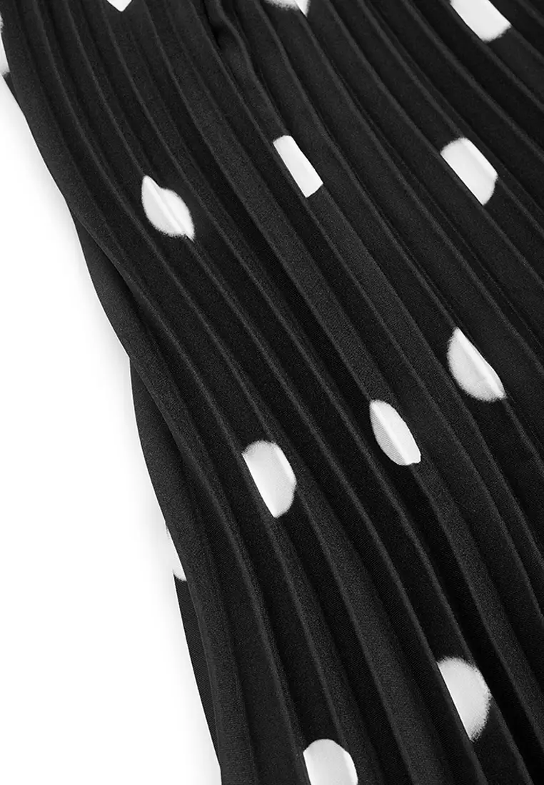 JNBY波點印花半身裙A字長款裙