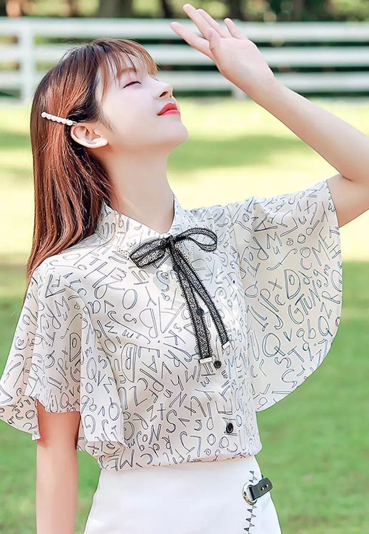 Printed chiffon sales blouse