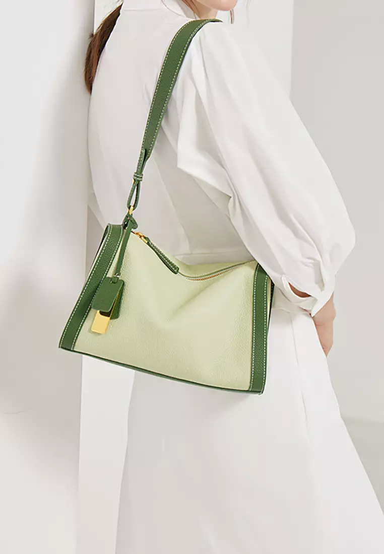 Women's Leather Color Contrast Crossbody Bag