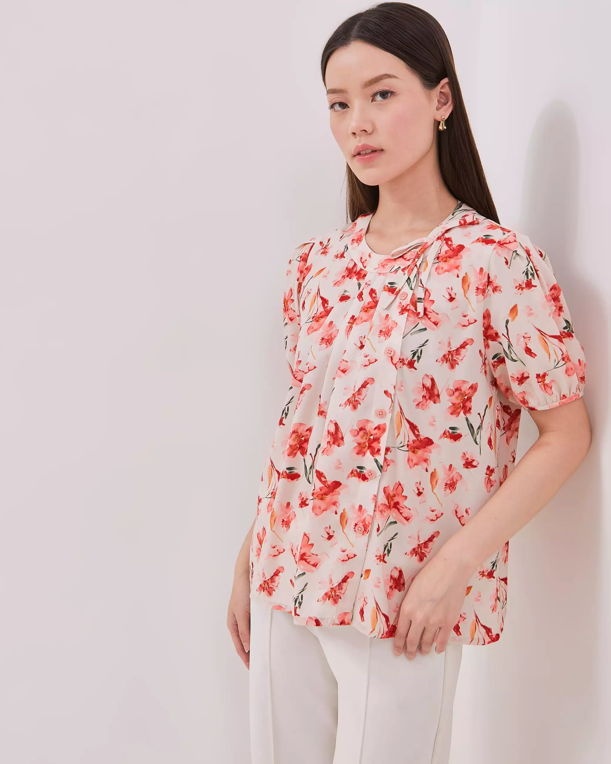 Urban Exchange Bianca Red Blouse / Blouse Merah Lengan Pendek Warna Red