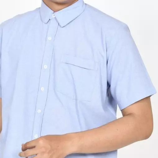 Zicho Shirt - Kemeja Cotton Lengan Pendek Polos - BIRU Reguler Fit Pria