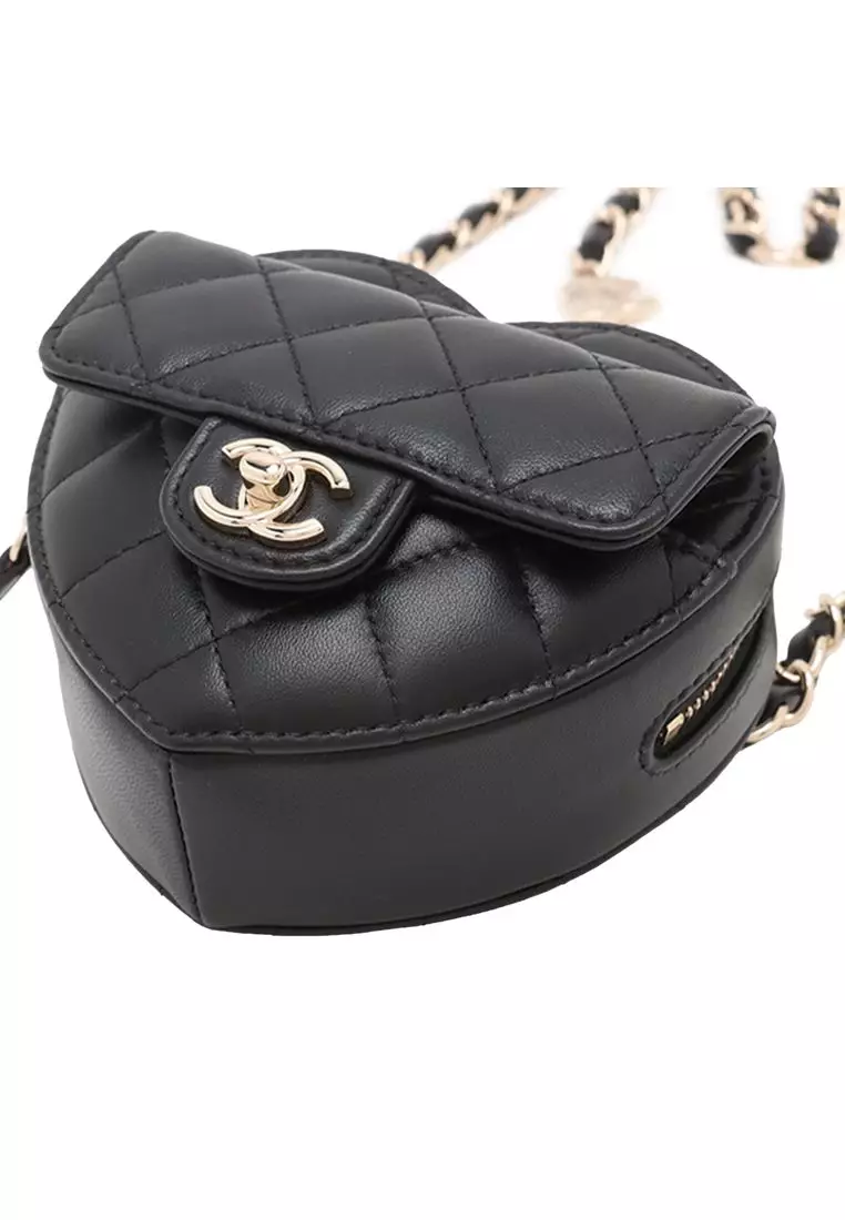 Pre-Loved Chanel Mini Lambskin Cc In Love Heart Belt Bag