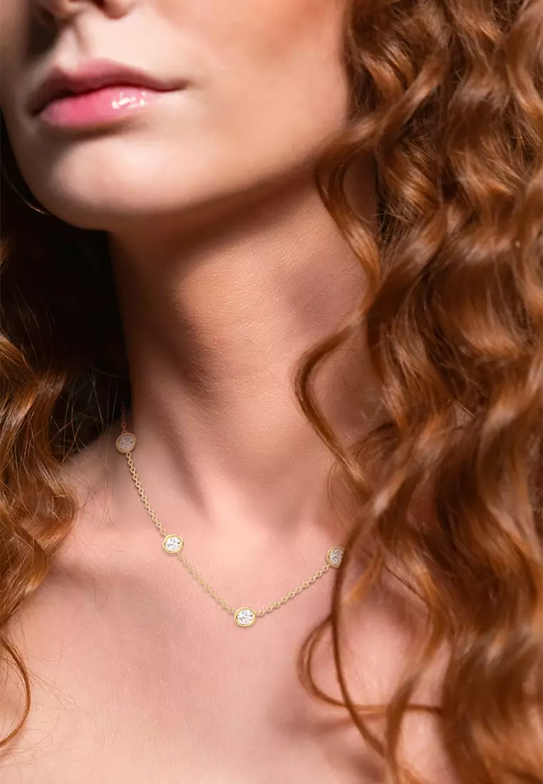 Minimalist Lab Grown Diamond Station Necklace in 14K Yellow Gold D/E-VVS/VS (1.42ct TDW)