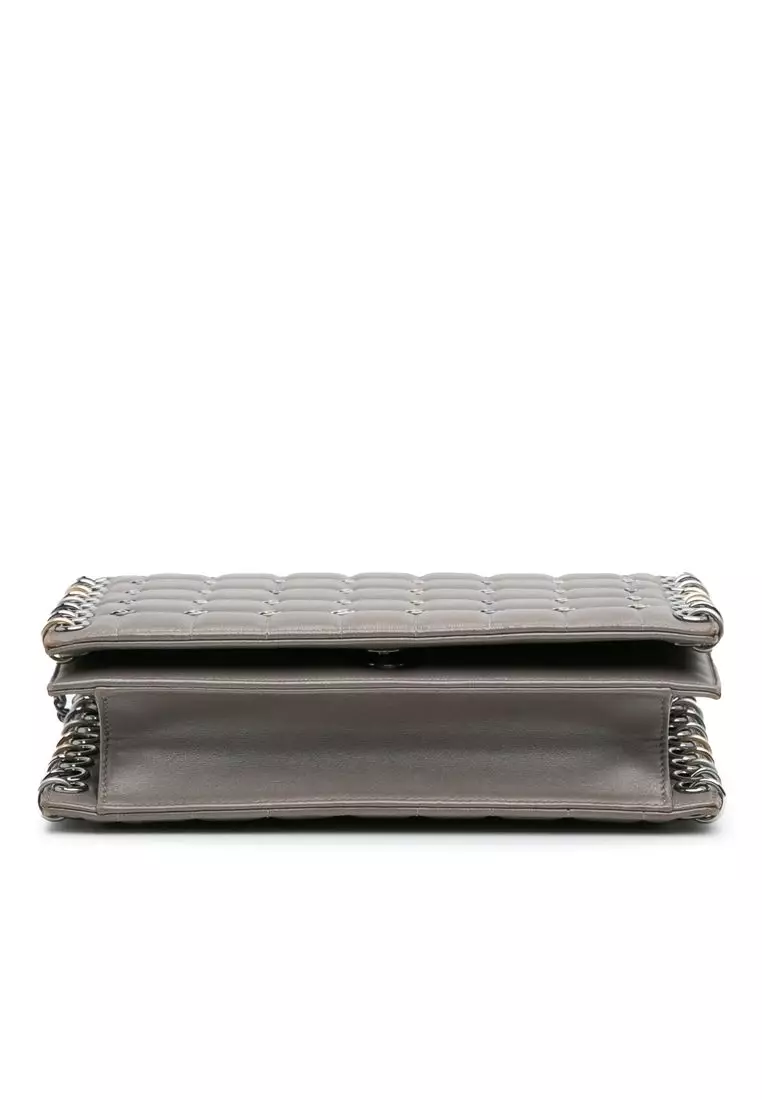 Pre-Loved Chanel Small Lambskin Chocolate Bar Cc Piercing Studded Chain Flap