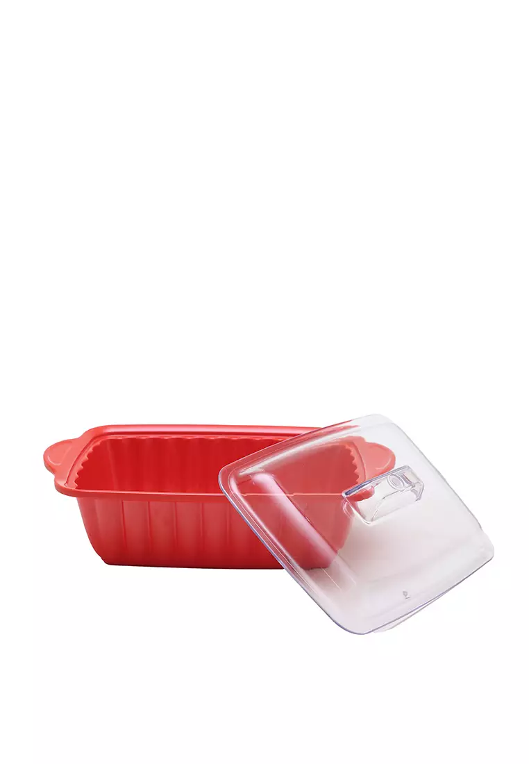 L.Blend 8.5 inch Sevilla Rect. Casserole Cover Trans Merah