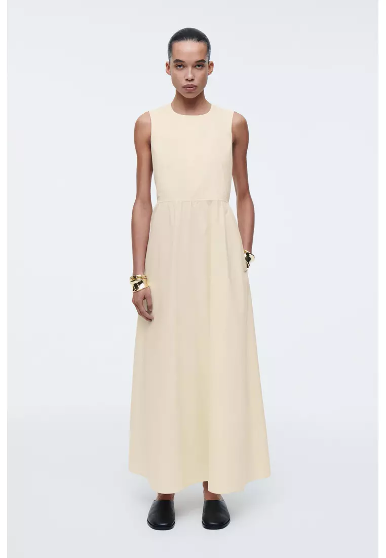 OPEN-BACK COTTON MAXI DRESS