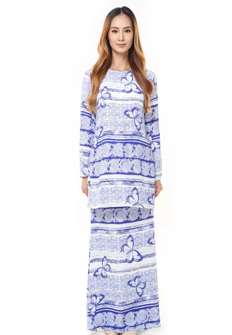 Rina Printed Kurung Blue Butterfly