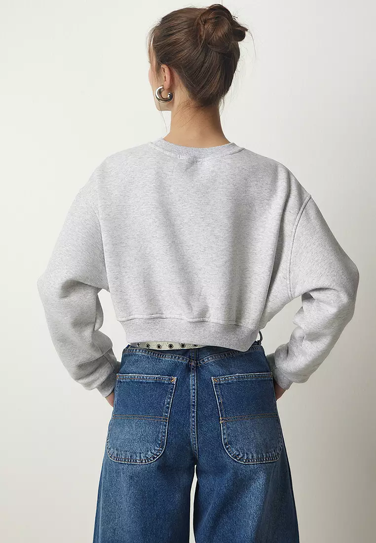 Embroidered Crop Sweatshirt